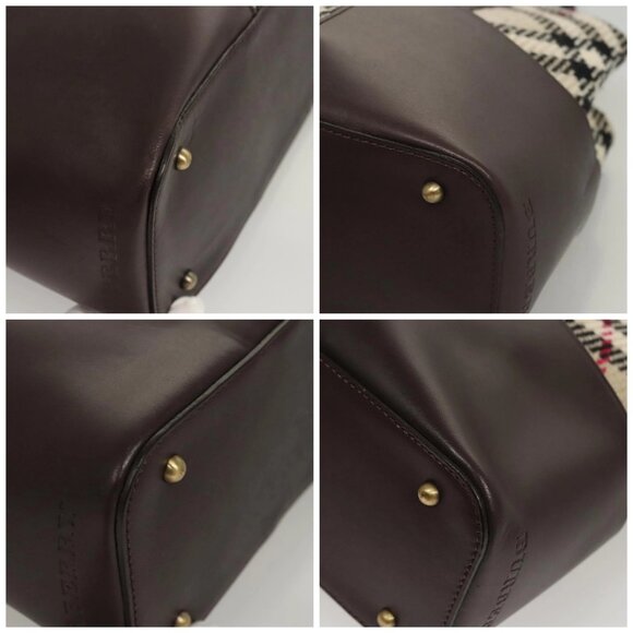 BURBERRY Nova Check Tote Bag Wool Beige Gold - Picture 16 of 16